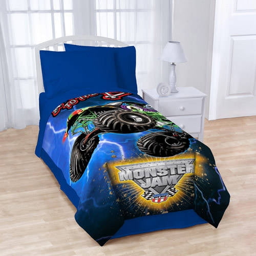 Monster Jam Bad To The Bone Bed Blanket Twin or Toddler Bed 62x90