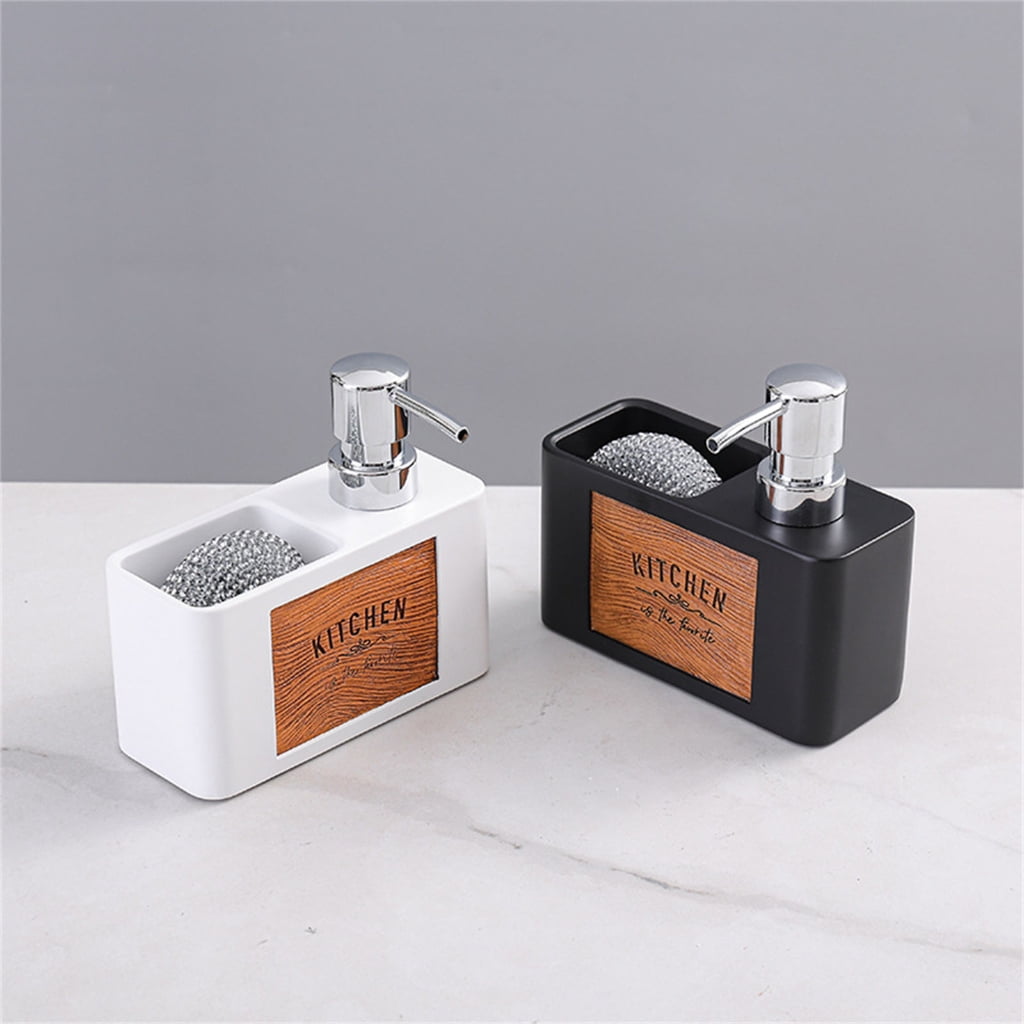 YIEMEEN Kitchen Soap Dispenser with Sponge Holder, Refillable Dish Soap Dispenser for Kitchen Sink Bathroom Hand Soap Dispenser