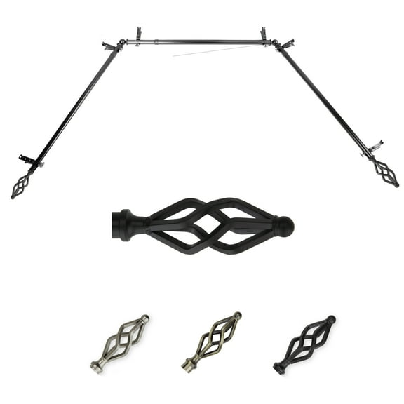 Archy 13/16" Bay Window curtain rod 20"-36", 38"-72" - Black,(ABay-41-2)