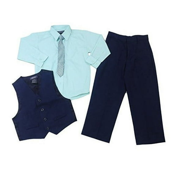 Kenneth Cole Reaction Boys Size 7 (4-Piece) Pants Suit Set, Navy/Mint