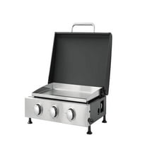 Resenkos 3-Burner Propane Gas Grill, Stainless Steel Barbecue for Patio and Garden Use, Black