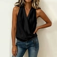 thumbnail image 5 of aohooy Wrap Tops for Women Side Tie Gauze Tank Top Summer V Neck Sleeveless Plus Size Shirt Casual Vacation Loose Fit Blouse 2026 Black,XL, 5 of 6