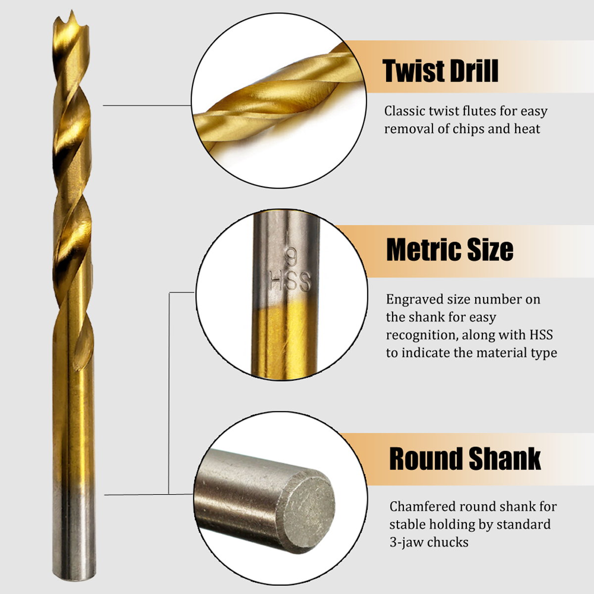 Hymnorq 19PC 1-10mm Metric HSS Brad Point Twist Drill Bits Set for Wood