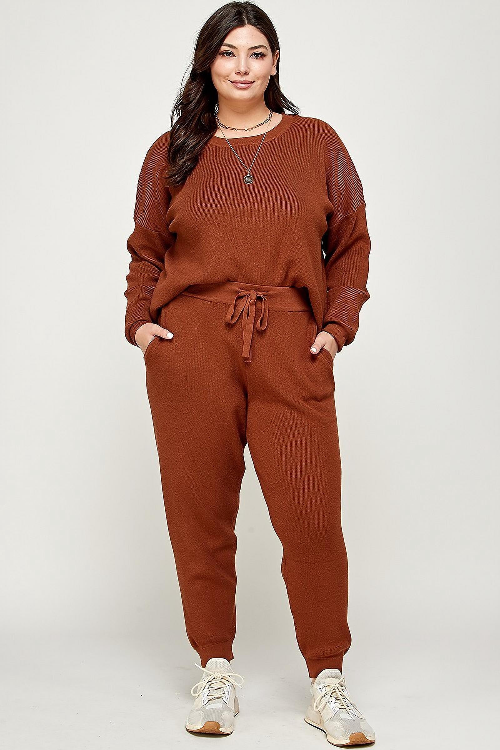 Attire Plus Size Solid Sweater Knit Top 