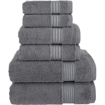 Discount Cotton 6-Piece Towel Set, Includes 2 Washcloths, 2 Hand Towels and 2 Bath Towels, 100% Turkish Cotton - Highly Absorbent and Super Soft Towels for Bathroom, Grey