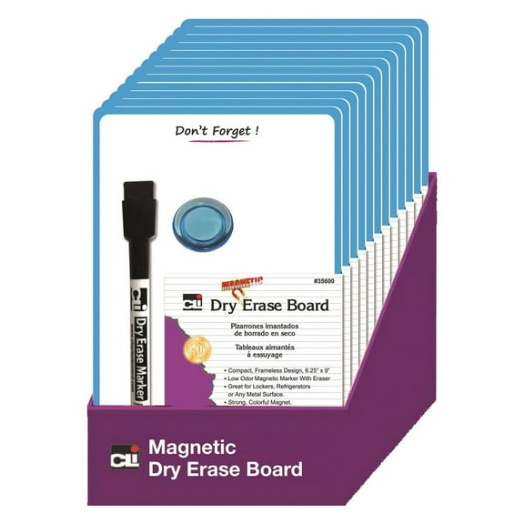 6.25" X 9" Magnetic Mini Dry Erase Boards Blue Frame (Pack of 6)