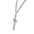 thumbnail image 2 of EDFORCE Stainless Steel Silver-Tone Simulated Black Carbon Fiber Statement Cross Necklace, 2 of 2