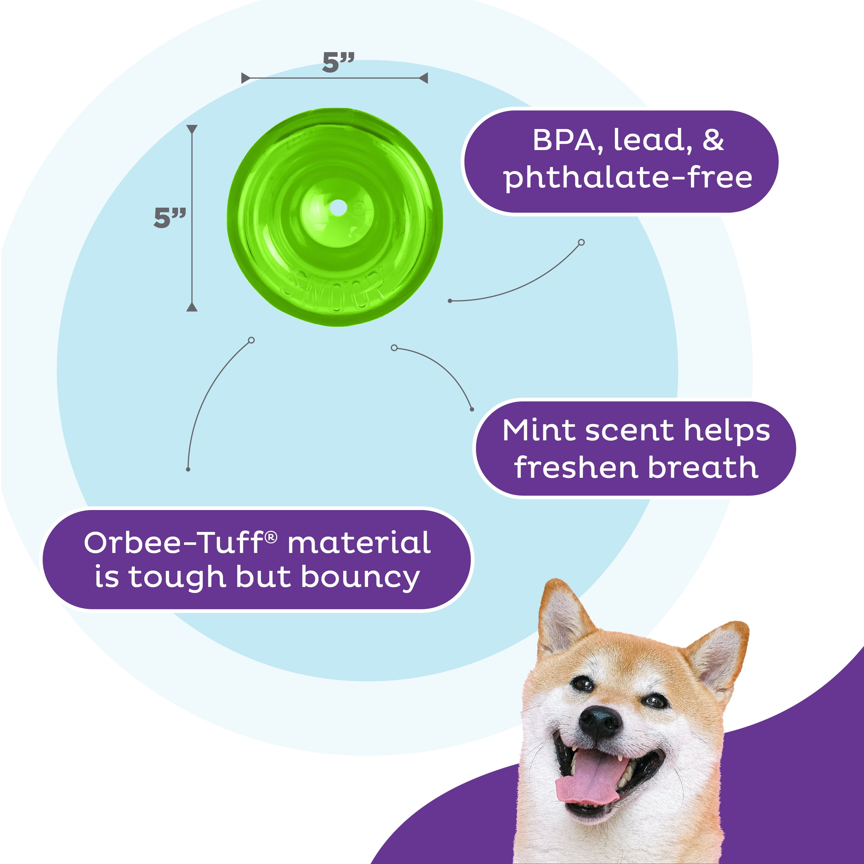 Outward Hound by Planet Dog Large Snoop Interactive Treat Dispensing Dog Toy, Puzzle Ball Slow Feeder for Medium to Large Dogs, Mint-Scented for Mental Stimulation & Boredom Relief, BPA-Free, Green