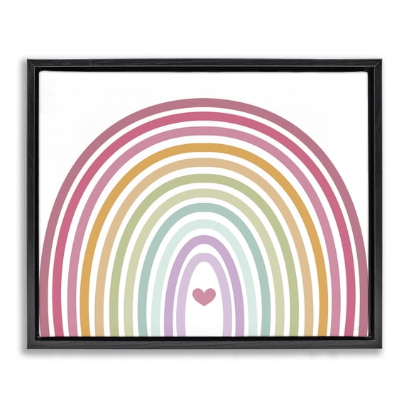 Stupell Industries Modern Rainbow Love & Heart Black Floating Frame Canvas Art, 21 x 17, by Susan Ball
