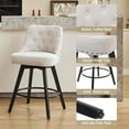 thumbnail image 3 of BENESKY Swivel Bar Stools Set of 2, Modern Counter Height Bar Stools with Back and Wood Legs, 26" H Seat Height Upholstered Barstools Bar Chair for Kitchen Island Home Bar, Linen Fabric Beige, 3 of 8