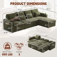 thumbnail image 2 of FFH 108" Sectional Sofa with Pull Out Bed, Recliner and Storage Chaise, L-Shaped Modern Couch, Living Room Furniture Sets, Green, 2 of 10