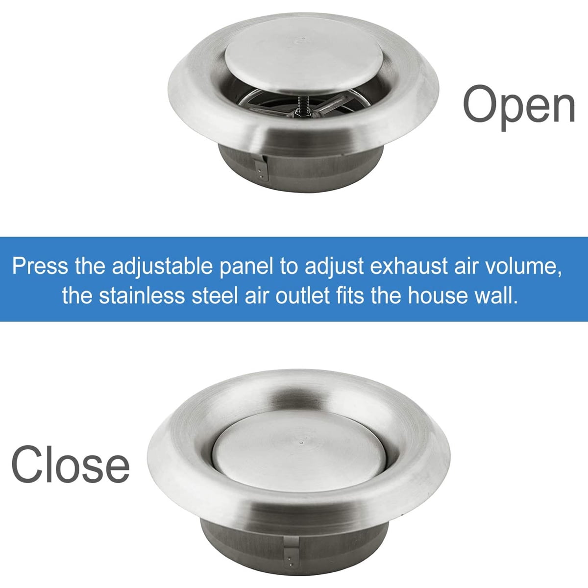 Hon&Guan Stainless Steel Soffit Vents 5 Inch, Round Vent Cover Air Vent for Bathroom Exhaust Vent Office Home (ø125mm)