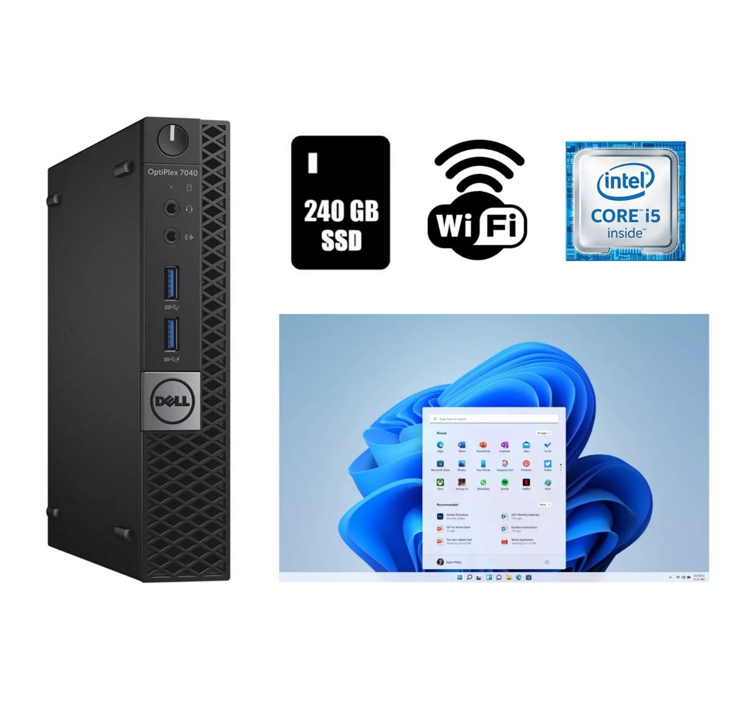 Dell Inspiron Desktop Tower Computer, Intel Core i5 i5-12400, 8GB