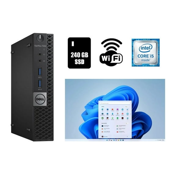 Restored Dell OptiPlex 7040 Micro Core i5 Desktop Computer 16GB RAM 240GB SSD Wi-Fi Windows 11 Pro (25H2) (Refurbished)