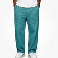 thumbnail image 2 of Babcutegg Big and Tall Mens Cotton Linen Pants Straight Leg Elastic Waist with Pockets Versatile Casual Trousers Size 3XL, 2 of 7