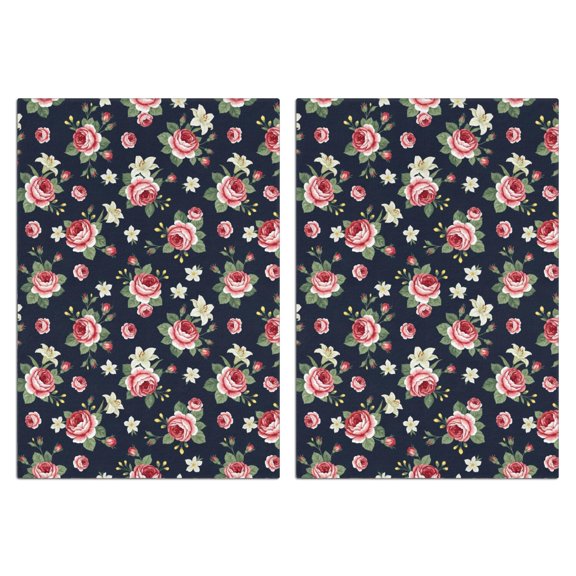 2 Pcs Pioneer Flower Floral Print Pattern Kitchen Towels, Funny Microfiber Dish Towel Set, 18" X 26" Tea Towels