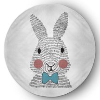 Simply Daisy 5' Round Explorer Blue Bow-tie Bunny Easter Chenille Indoor/Outdoor Rug