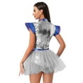 thumbnail image 2 of Aislor Women's Alien Cosplay Dress Shiny Metallic Patchwork Fly Sleeve for Halloween Themed Parties Silver XL, 2 of 7