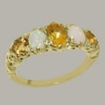 thumbnail image 2 of LBG British Made 10k Yellow Gold Ring with Natural Citrine & Opal Womens Band Ring - 33 size options - Size 4, 2 of 6