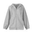 thumbnail image 5 of Zip Up Hoodie Women Long Sleeve Plus Size Plain Hooded Sweatshirts Fall Winter Trendy Casual Jacket with Pockets Shirts(Gray,L), 5 of 6