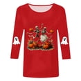 thumbnail image 5 of COMVALUE Halloween Shirts for Women 2026 3/4 Sleeve Funny Graphic T-Shirt Casual Crewneck Tunic Tops Halloween Costumes Adult (Red, XL), 5 of 5