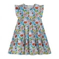 thumbnail image 2 of Emy Dola Little Girls Ruffle Sleeve Dress Tiered Swing A-Line Twirly Skater Dresses Kids Midi Casual Summer Sundress, 2 of 6