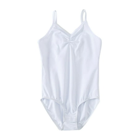 GYRATEDREAM Performance Classics Camisole Ballet Leotards for Girls/Toddlers/Kids Adjustable Double Strap Gymnastics and Ballet Dancewear White for 3-13Y