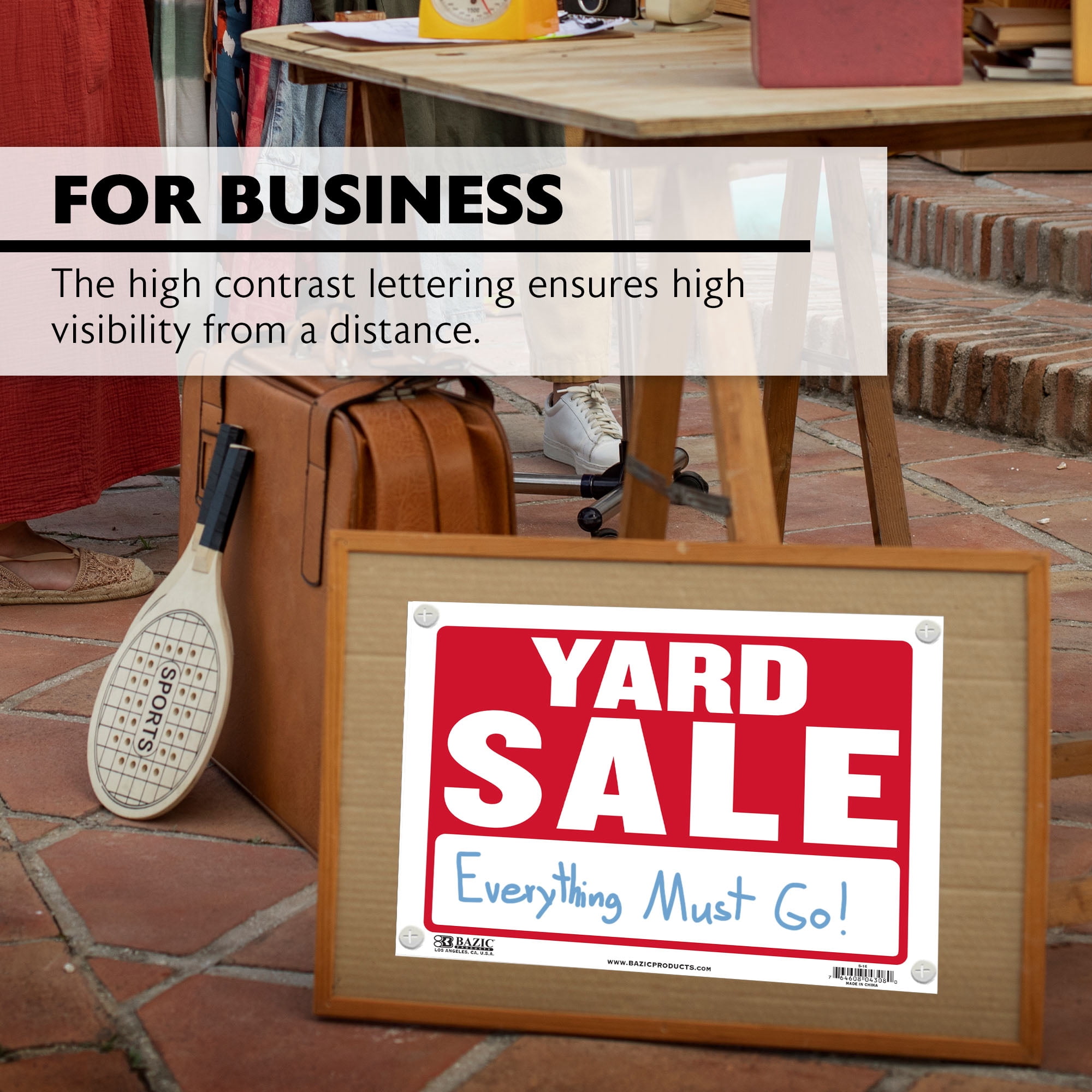 BAZIC Yard Sale Sign 9"X12", Waterproof Indoor Advertising Signage, 24-Pack