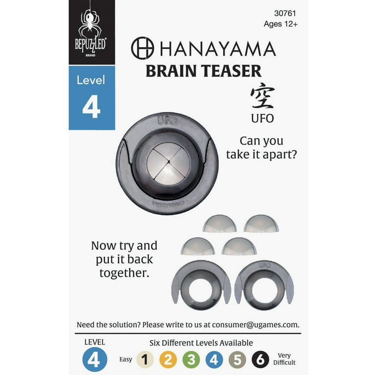 BePuzzled, UFO Hanayama Metal Brainteaser Puzzle Level 4 Ages 12+