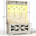 thumbnail image 3 of Hall Tree with Bench and Shoe Storage, 5-in-1 Entryway Bench with Coat Rack, 10 Shoe Cubbies & 9 Coat Hooks, Barn Door & Adjustable Shelf (Vintage White), 3 of 8