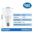 thumbnail image 6 of Great Value 18YR A19 LED Light Bulb, 14W (100W Equivalent) Dimmable Daylight E26 Medium Base, 24 Pack, 6 of 13