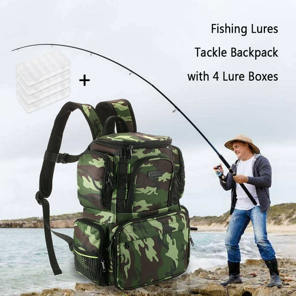 Lixada Water-Resistant Polyester Fishing Backpack with Multiple Compartments and Optional Tray for Organized Fishing Gear Storage