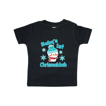 

Inktastic Baby s 1st Chrismukkah with Cute Snowman and Snowflakes Gift Baby Boy or Baby Girl T-Shirt
