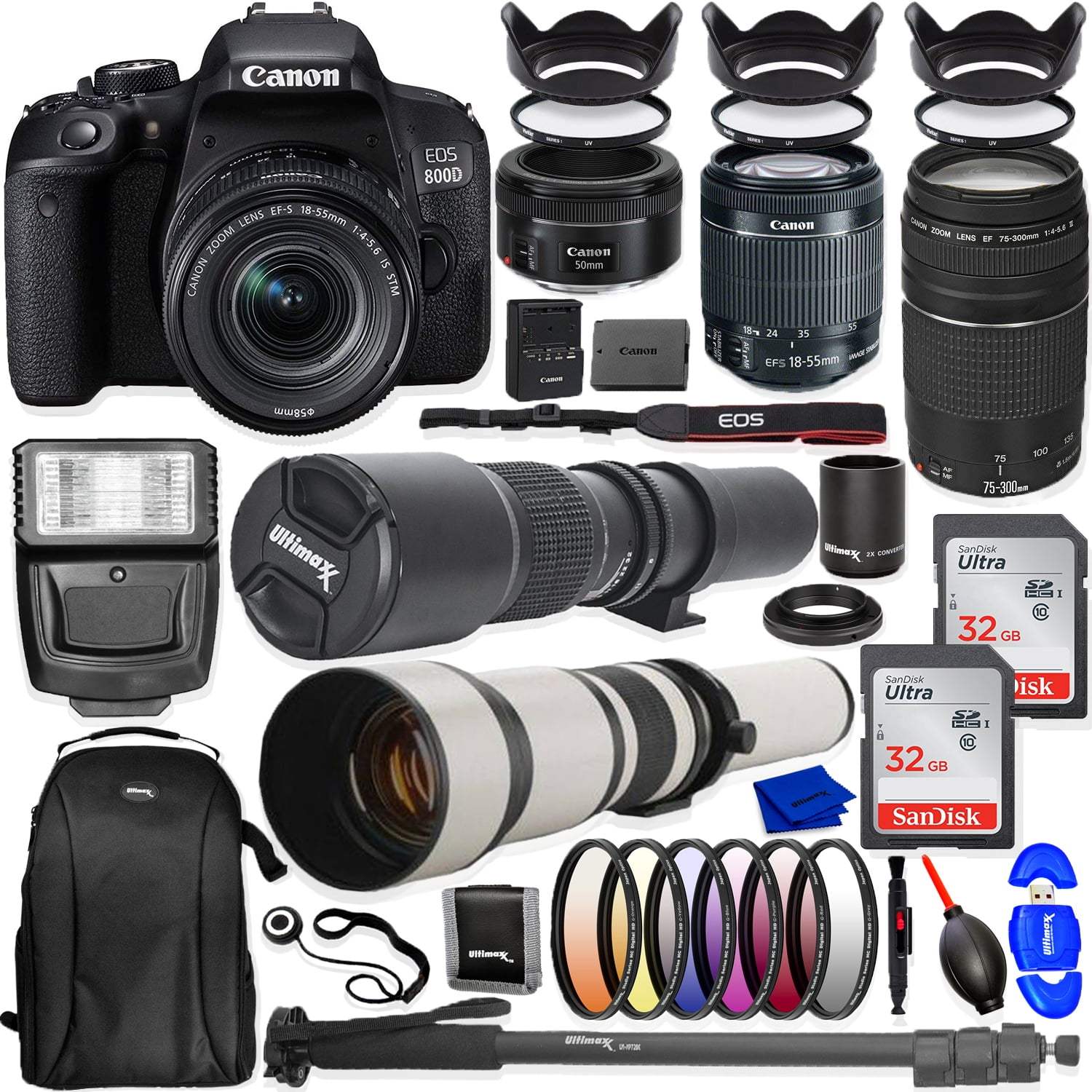 Canon EOS 800D T7i DSLR Camera with Multiple Lenses Dominican
