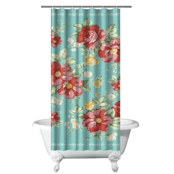 Boho Style Shower Curtain Pioneer Pink Peel Floral Vintage Retro Shower Curtain for Bathroom Home Decor Bathtubs Waterproof Fabric Curtain with 7 Hooks 36x72in