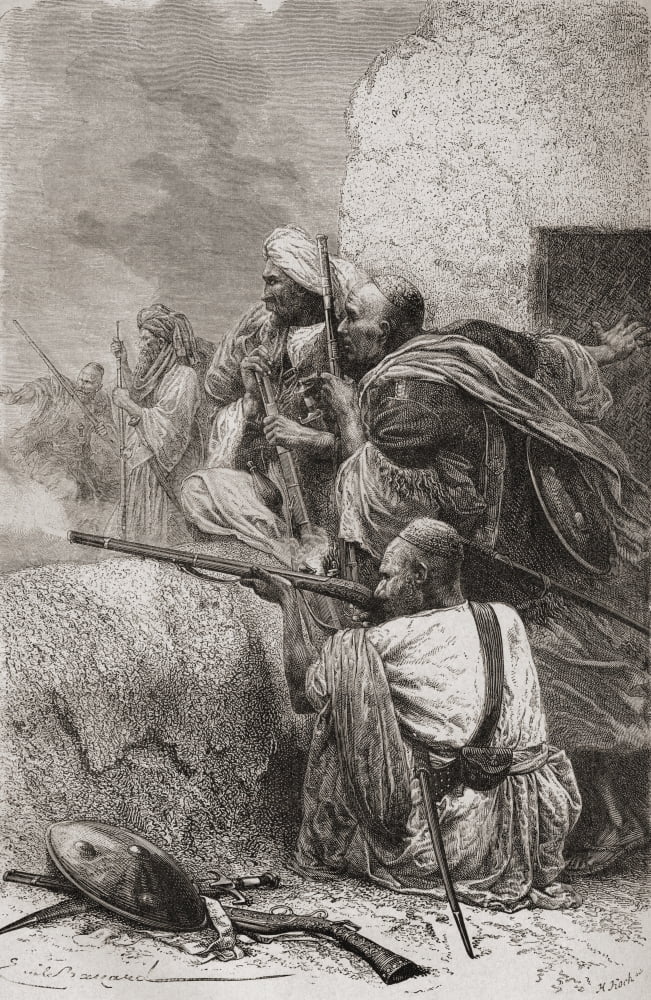 Northern Afghan Rebels Fighting The British In The Mountains Of Hazara Pakistan During British Rule In The Late 19Th Century From El Mundo En La Mano Published 1878 Canvas Art - Ken Welsh Design Pics