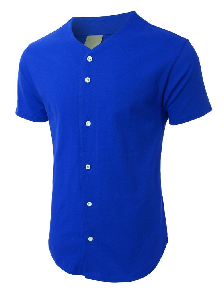 Ma Croix Men's Cotton Baseball Jersey Plain Button Down Short Sleeve Atheletic Sports Tee Shirts