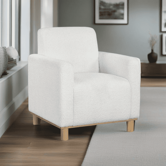 Newboti Mason White Boucle Fabric Arm Chair 148069768273372