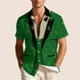 thumbnail image 5 of Qzwdhjm Mens St Patrick's Day Tuxedo T-Shirt Shamrock Button Down Shirt Irish Printed Lapel Collar Tops Hawaiian Short Sleeves Shirts, 5 of 9