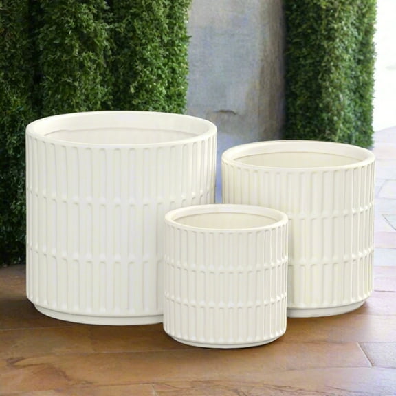 Perla Ceramic Round Planter Set (Set of 3)