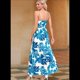 thumbnail image 4 of Vestido de Verano 2025 para Mujer, con Estampado Floral, Lazo Frontal, Tirantes Finos, Informal, Bohemio, , Fluido, Azul , Talla XXL, 4 of 6