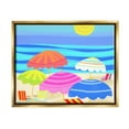 thumbnail image 3 of Stupell Industries Vibrant Sun Umbrellas Summer Beach Shore Scene Graphic Art Metallic Gold Floating Framed Canvas Print Wall Art, Design by Maret Hensick, 3 of 5