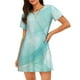 thumbnail image 1 of Fotbe Blue Marble Bata de Dormir para Mujer con Estampado, Camisón de Algodón de Manga Corta, Ropa de Dormir Casual, 1 of 6