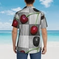 thumbnail image 4 of Kll Men'S Hawaiian Shirt Short Sleeve Button Down Beach Shirts-Cherries Laid, 4 of 7