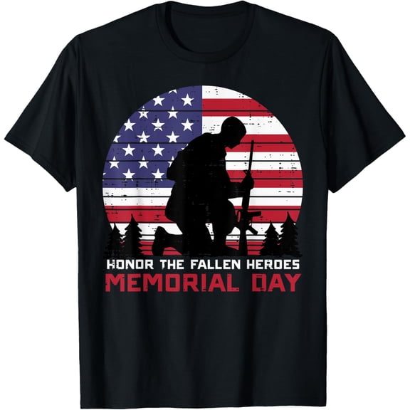 Honor The Fallen Heroes Memorial Day US Flag Men Women Kids T-Shirt