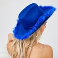 thumbnail image 3 of Cowboy Hat with Feathers Decoration for Women Cowgirl Hat Furry Trim Wide Brim Hat Funny Party Club, 3 of 6