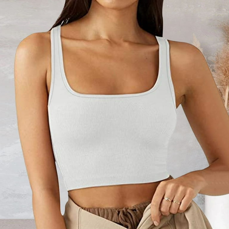 EHQJNJ Camisole Tops for Women Built in Padded Bra Summer Tank Tops for  Women Casual Solid Sleeveless Chiffon Blouses Ruffle Elegant Vest Camisole