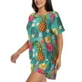 thumbnail image 2 of Naloa Pineapple Women's Short-Sleeved Pajama Set, Loungewear, Summer pajamas, Breathable Cozy - 3X-Large, 2 of 9