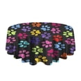 thumbnail image 5 of Colorful Animal Footprints Round Tablecloth 60"x60",Wrinkle Wipeable Table Cloth for Kitchen Dining Room Picnic Patio Party, 5 of 6