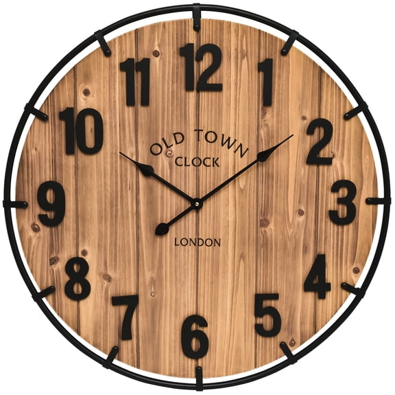 EMAX HOME 30.2-inch Silent Farmhouse Wall Clock, Vintage Wood Design with High-Precision Quartz Movement, Perfect for Living Room, Bedroom, or Office